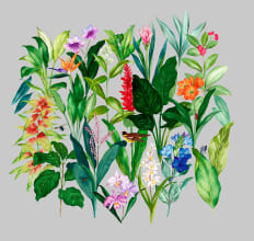 ボタニカルガーデン-ライトグレー